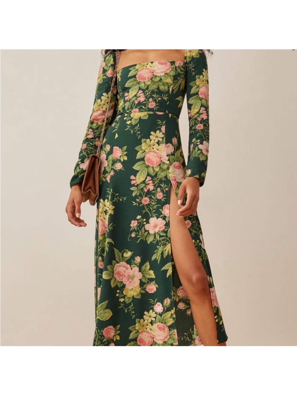 Reformation SIGMUND LONG SLEEVE MIDI DRESS IN BELVEDERE Size 8